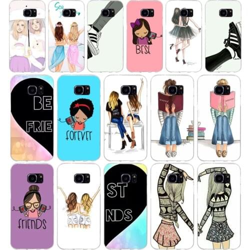 263H Girls Brunette Blonde Best Friends BFF Soft TPU Silicone Cover Case for samsung Galaxy s6 s6 s7 edge s8 s9 plus case