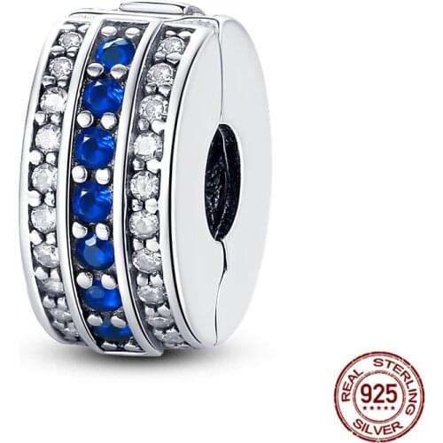 CodeMonkey Authentic 925 Sterling Silver Blue Charms Clip Fit Original 3mm Bracelet & Bangle For Women Making Jewelry CMS1537