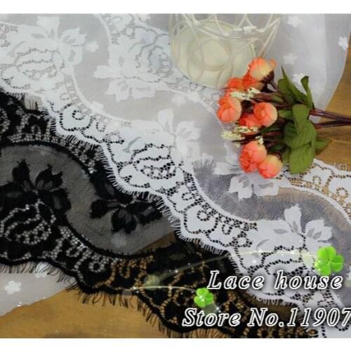 Black/white bilateral Mesh Eyelash Lace Fabric Clothes Skirt Wedding Veil Stitching Household Accessories