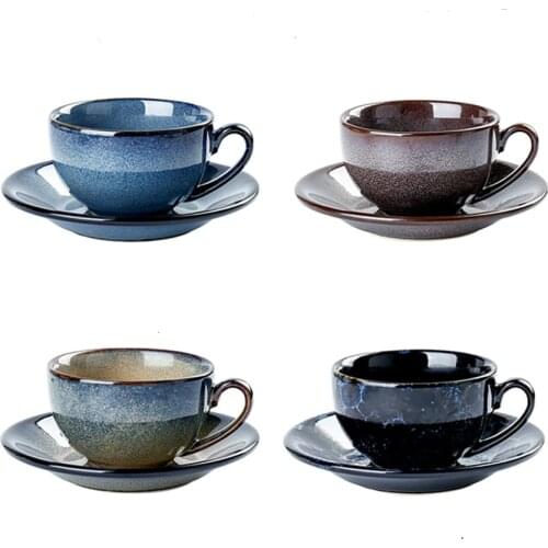 250ml European Small Luxurious Pull Flower Coffee Cup Saucers Suit Glass Concise Household Ceramics Coffee Mug Black Tea Teacup