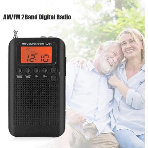 HRD-104 AM FM Radio Digital Display Pocket Radio with 40mm Driver Speaker Outdoor Portable Audio Player Mini Receiver Accessory