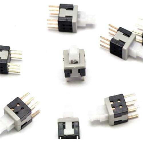 Good quality 100PCS 8.5X8.5mm 6Pin Push Tactile Power Micro Switch Self lock On/Off button Latching switch