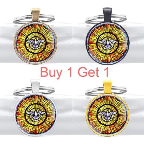 Buy 1 Get 1 the Catholic Holy Spirit Glass Dome Metal Keychain