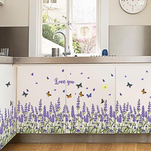 Lavender Skirting Line Hallway Kitchen Bathroom Bedroom and Living Room Decoration Waterproof Removable Wall Sticker