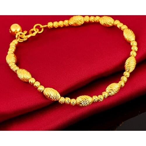 Fashion Car Flower Transfer Bead Bracelet Yellow Gold Plated Women Jewelry Gift