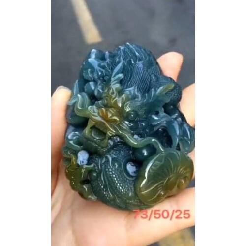 Natural Myanmar jade A HandCarved dragon jadeite jade emperor green jade pendant jade necklace pendants jewelry necklaces
