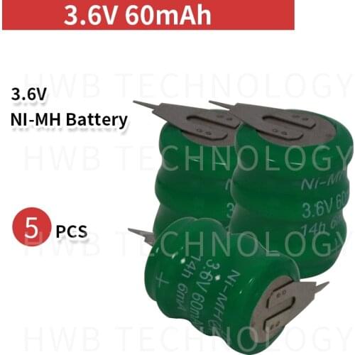 5 pcs/lot 3.6V 60mAh Ni-CD nickel cadmium battery data backup battery memory cell PLC industrial batteries Free Shipping