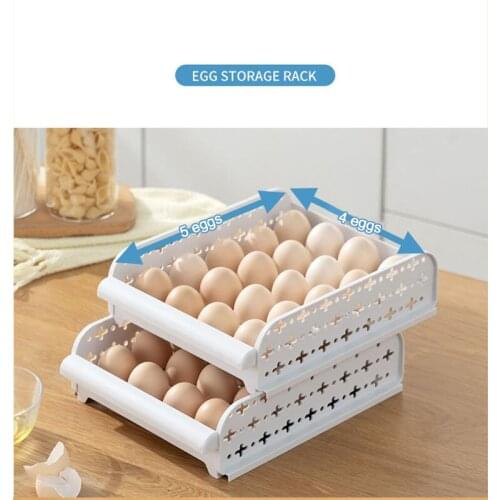 2021 New Eggs Holder Plastic Storage Box Container Organizer Refrigerator 20 Grids Egg Box Refrigerator Egg Fresh Storage Box