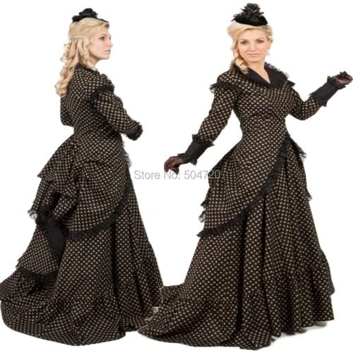 New Arrival Black Vintage costumes medieval Renaissance Gown Revolutionary Gothic Halloween Cosplay dress HL-139