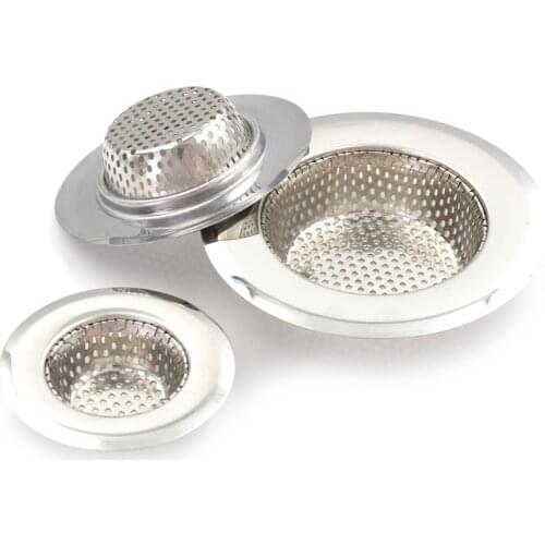 New 3 Size Stainless Steel Sink Strainer Floor Drain Bathroom Plug Trap Hair Catcher Kitchen Sink Filter Floor Cover Accessories