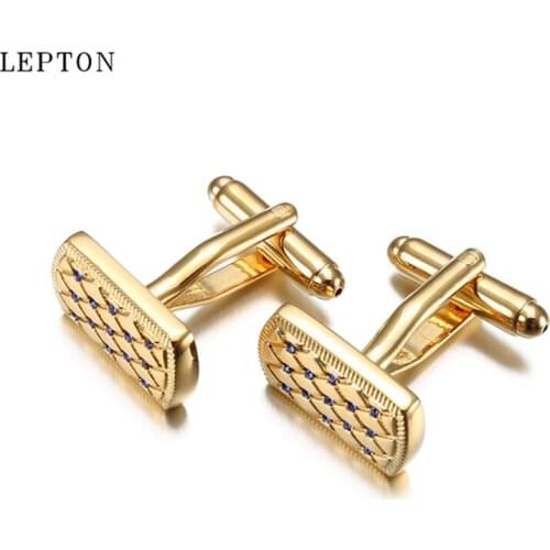 Newest Gold Color Crystal Tie Clips Lepton Matel Tie Bar for Men Starry sky Cuff link and Tie Clip Sets For Business Wedding