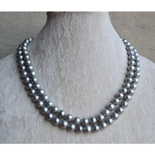 New Arrival Gray Pearl Necklace 2 Rows Genuine Freshwater Pearl Wedding Birthday Fashion Jewelry Charming Women Gift