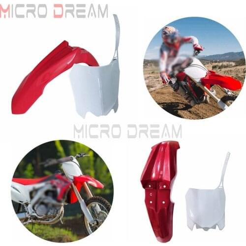 For Honda Racing CRF450R 13-16 Plastic Front Fender & Front Number Plate CRF250R 14-17 Dirt Pit Bike Shield Guard Mud Protector