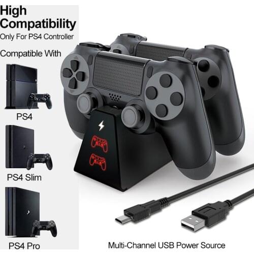 Portable Battery Charger Dual Charging Dock Station HD for Playstation 4 Games PS4 Pro Slim Console Joystick Stand Controller