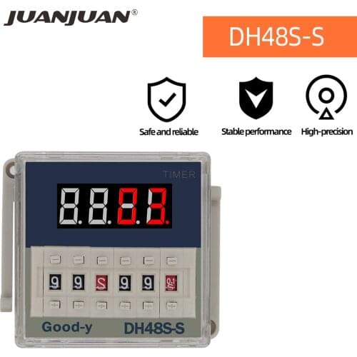 DH48S-S Time Relay Digital Display Counter Repeat Cycle Programmable Switch Delay Timer with Socket Base AC 220V 110V DC 24V 12V