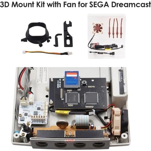 RetroScaler Black 3D Print Mount Kit 3D Print Fan Mount Kit NF-A4x10 Fan for Sega Dreamcast DC Video Game Console