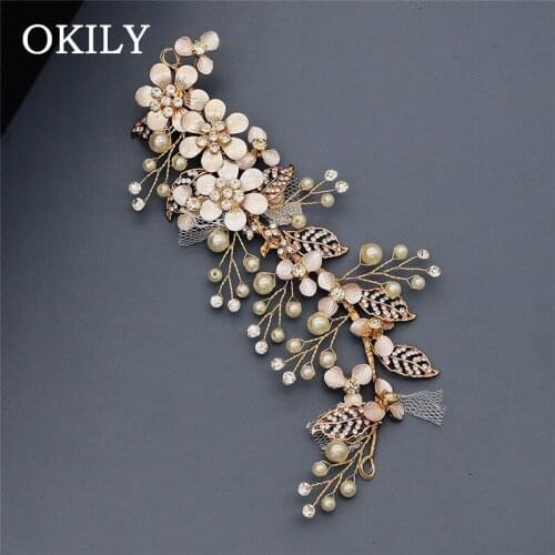 Luxurious Wedding Hair Accessories Crystal Pearl Flower Hair Clip Wedding Bridal Hair Ornaments Hair Jewelry bride Headdress