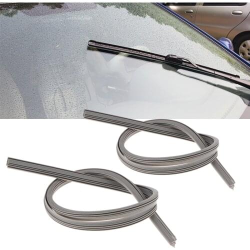 2 Pair Car Window Wiper Blade Strip 6mm Auto Window Boneless Wiper Blades Silicone Strips Dual Rubber 26/24 Inch Car Accessories