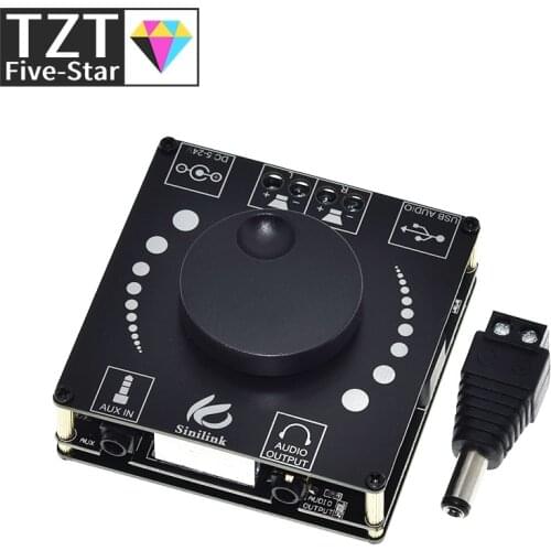 Sinilink AP50H HIFI Bluetooth 5.0 Wireless Audio TPA3116D2 Digital Power amplifier board 50Wx2 Amp Amplificador USB 3.5MM AUX