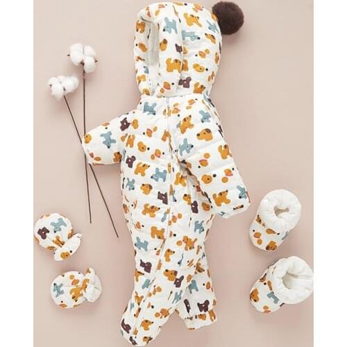 2021 Winter Snowsuit Duck Down Thick Baby Boys Jumpsuit 0-2 Years Newborn Romper Infant Girls Overalls Toddler Waterproof Coat