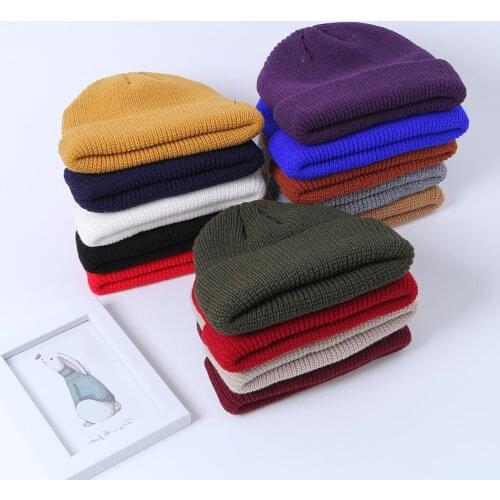 Winter Warm Unisex Soft Knitted Beanie Hat Solid Color Street Outdoor Sport Cap Knitted Hat Women Winter Hats