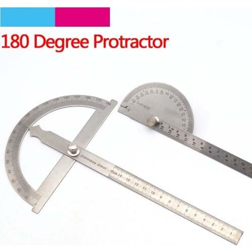 1pcs 145mm 150mm Stainless Steel Round Head 180 degree Protractor Angle Finder Rotary Craftsman Ruler Measuring Machinist Tools