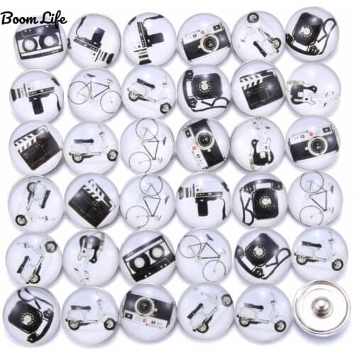 10pcs/lot Mixed Black And White Colors 18mm Glass Snap Button Jewelry Faceted Fit Snap Bracelet Boom Life Snaps jewelry 020906