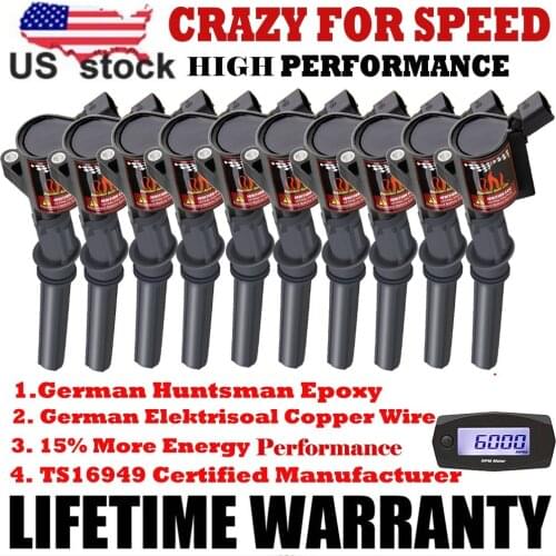 10 PACK HIGH PERFORMANCE IGNITION COIL FOR FORD F150 DG508 4.6L 5.4L 6.8L V8 V10