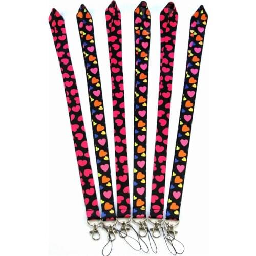 100pcs Love heart Mobile Phone Long Rope Neck Strap Lanyard for Keys ID Card USB Badge Holder Smartphones Case Camera strap