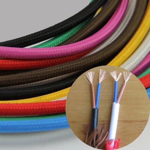 11 Candy Color 10M/lot 0.75mm Vintage Fabric Electrical Cable Retro Electric Wire For LED Pendant Light Black Yellow Lamp Cord