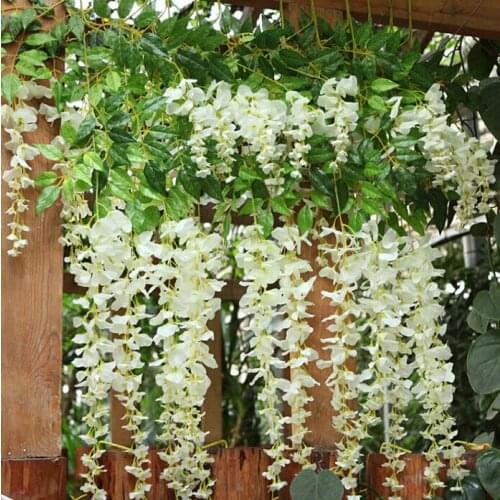 110cm White Wisteria Vine Wedding Decor Artificial Decorative Flowers Garlands for Party Wedding Home Decoration Supplies