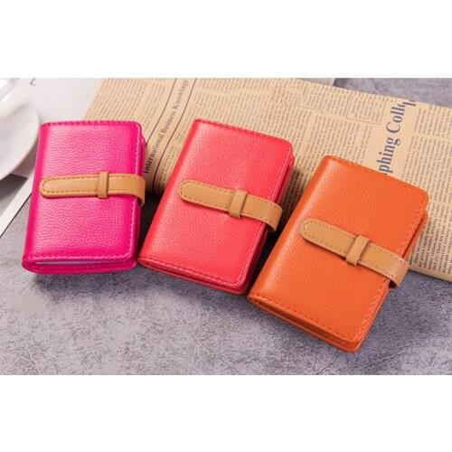 26 Cards Colorful Business Card Credit Card Holder Transparent Pvc Certificate Cover Small Gift Pu Leather Wallet