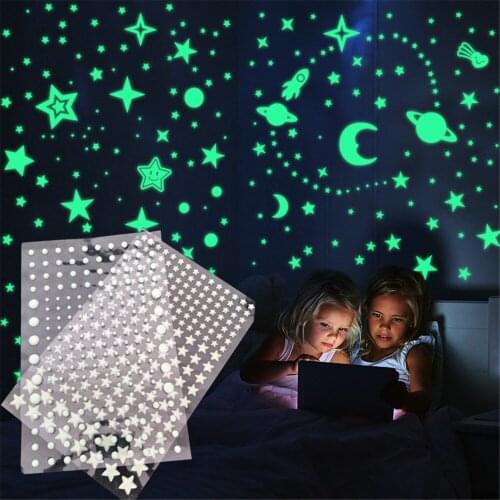 3D Glow In The Dark Stars Moon Dot Wall Stickers Diy Children 'S Baby Room Universe Theme Home Wall Decoration Accessories