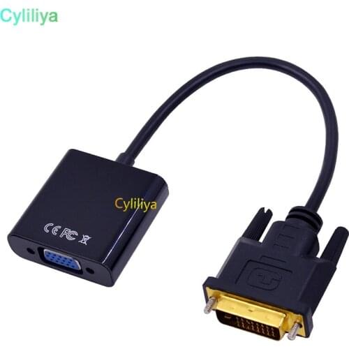 50PCSs DVI-D to VGA Adapter 24+1 25Pin DVI to 15Pin VGA Converter Cable for PC Desktop Notebook HD 1080P Monitor Display