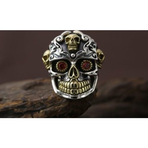 925 STERLING SILVER Mens skull punk Jewelry Ring jewelry A4989