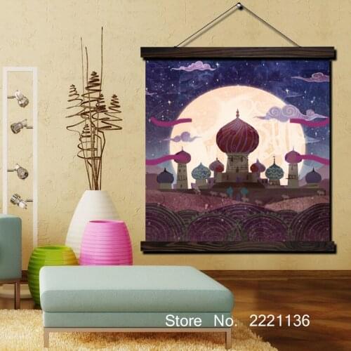 Arabien Nights Clipart HD Print Scroll Paintings Wall Art Printed Hanging Framed Canvas Painting