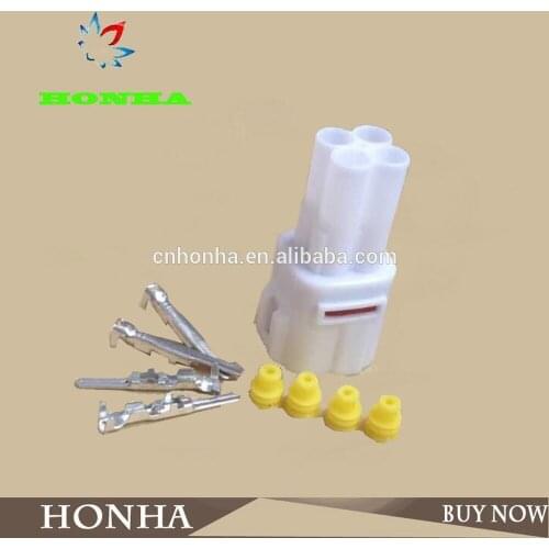 FREE Shipping 100 pcs DJ7043-2-11 PA66 white sealed auto 4 pins male fuel injector connector