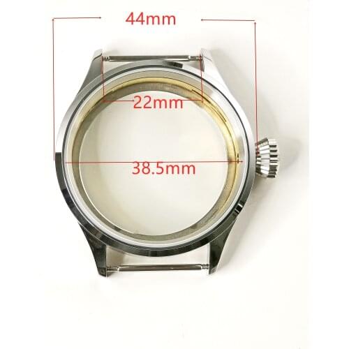 WristWatchs Part 44mm Case 316 Stainless Steel Sapphire Glass Fit St36 Eta 6498/6497Manual Winding Movement