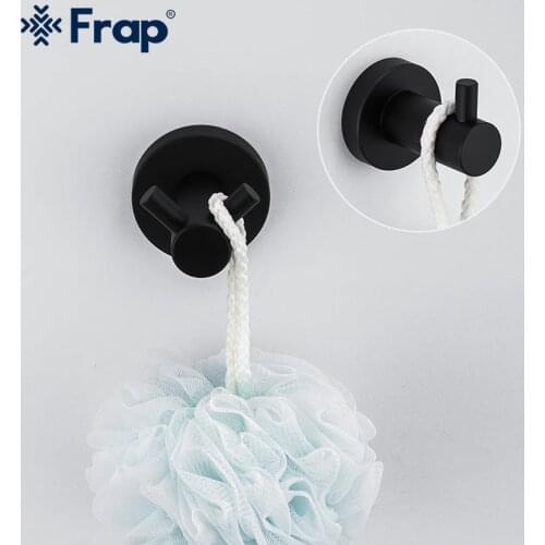 Frap Stainless steel Robe black hook wall mount single screw towel holder Bathroom Accessories clothes hook F30205