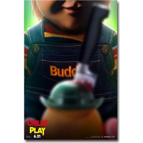 Child s Play Movie 2019 Chucky Horror Film Silk Fabric Wall Poster Art Decor Sticker Bright