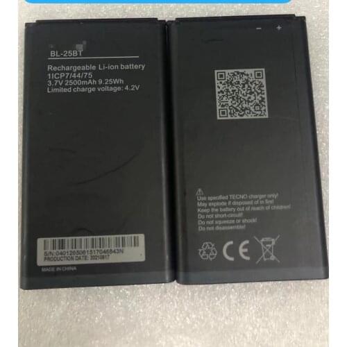 100% original and new TECNO mobile phone battery BL-25BT mobile phone board 9.25WH 2500mAh battery