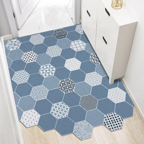Geometric Home Door Mat Carpet Non-slip PVC Silk Loop Kitchen Mat Bathroom Mat Can Be Cut Mats Carpet Entrance Door Mat Carpet