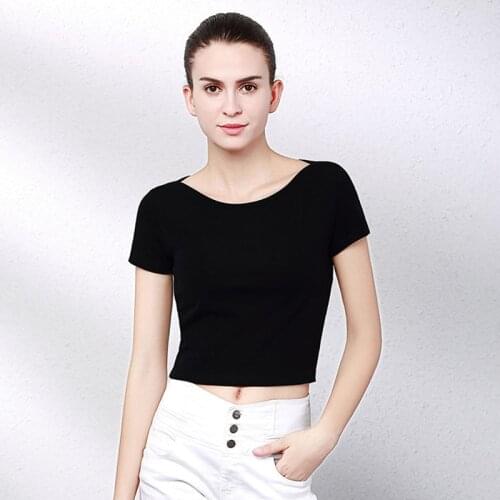 Cotton Women T-shirt O-neck Short Sleeve women shirt All match Lady Top Black White Gray Yellow Shir