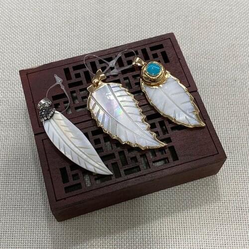 Inlaid Shell Pendant Carved Wing Shaped Necklace Earrings Jewelry Accessories Lady DIY Couple Creative Combination Making Gift