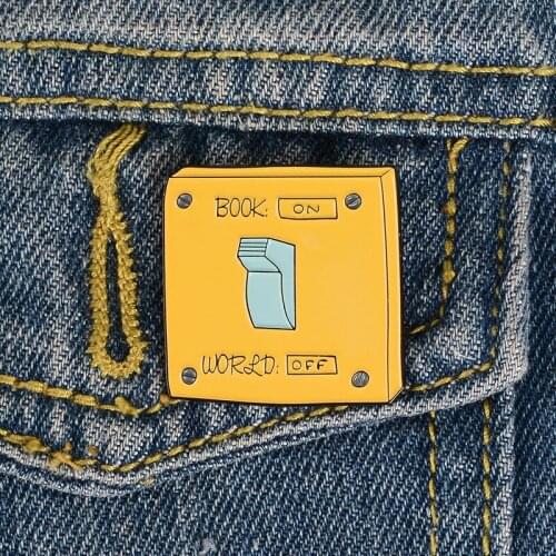 Book on Enamel Pins Lapel Pins Badges Brooches World Off Yellow Switch Lapel Pins