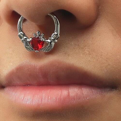 1Pc Zircon Fake Septum Piercing Nose Ring Hoop Nose For Girl Men Faux Body Clip Rings Non Body Jewelry Non-Pierced Fashion