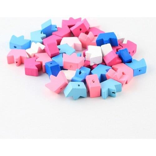 Crown Handmade 50pcs Wooden Beads Pick Colorul Wood Beads for Jewelry Making DIY Pacifier Clip lollipop Attachment