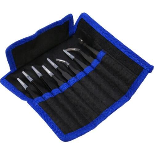 9pcs Stainless Steel Precision Tweezers Set Anti Static Repair Tool Kit for SMD Chip Jewelry Electronic Repairing Hand Tools