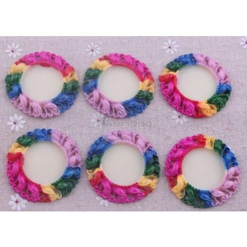 New fashion 45MM Chunky rainbow color50pcs Resin Flatback Cabochon Frame Flower fit 25MM Glass Cabochon