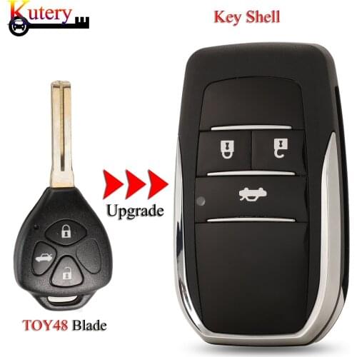 Kutery 10pcs/Lot Upgrade Folding Key Shell For Toyota Crown Camry Corolla Reiz RAV4 With TOY48 Blade 3Buttons Case Fob Cover